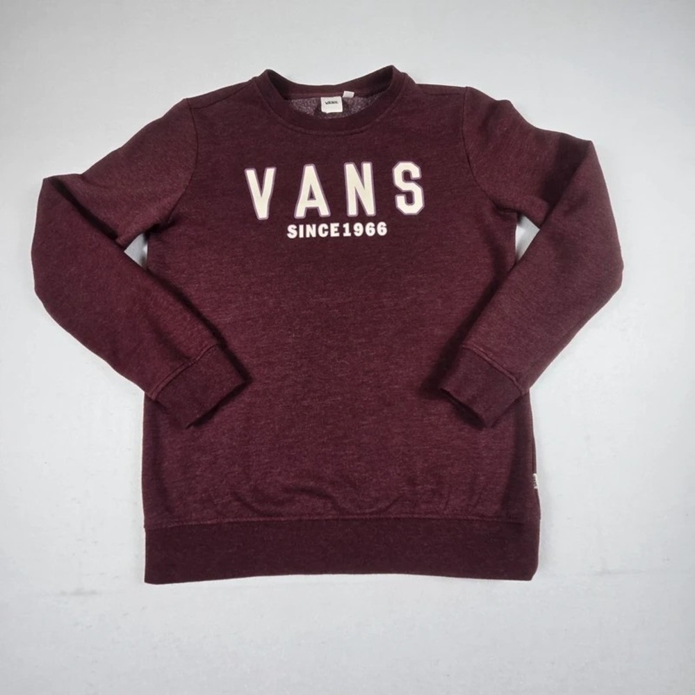 Vans Sweatshirt Mens Small Maroon Crew Neck Logo Graphic Pullover Skate S